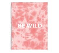 Miquelrius - A5 Notebook - 120 Sheets 90 g - Ruled 7 mm - 4 Colour Stripes - Laminated Hardcover - Pink Tie Dye