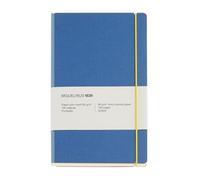 Miquelrius - A5 notebook (130 x 210 mm), Classic notebook with 96 dotted 80 g/m² sheets, Ivory paper, textured cardboard cover and fabric spine, Elastic closure, Blue Retro Collection