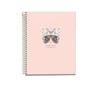 Miquelrius - A5 Notebook, 4 Colour Stripes, 5 x 5 mm, 120 Sheets of 70 g/m², Spiral, Squared Notebook, Sweet Butterflies Collection, Butterfly