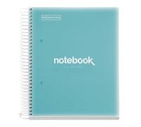 Miquelrius - A5 Notebook Emotions, 160 Sheets 90 g/m², Grid 5 x 5 mm, 8 Coloured Stripes, Microperforated Spiral, Polypropylene Cover, 2 Drills, Sky Blue