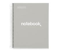 Miquelrius A5 Notebook Emotions 80 Sheets 90 g/m² 5 mm Squared 1 Colour Stripe, Microperforated Spiral Notebook, Extra Rigid Cover, 2 Drills, Grey