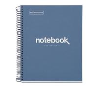 Miquelrius - A5 Notebook Emotions, 80 Sheets 90 g/m², Horizontal Ruled 7 mm, 1 Colour Stripe, Micro-Perforated Spiral, Lined Notebook, Extra Rigid Cover, 2 Drills, Navy Blue