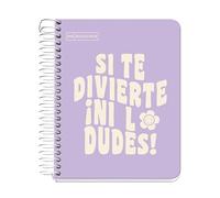 Miquelrius - A6 Notebook, Message Notebook, 1 Colour Strip, 100 Sheets of 90 g/m², 5 mm Square, No Drilling, Hard Cardboard Cover, Lavender Colour