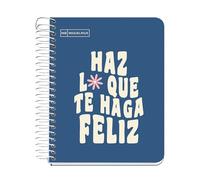 Miquelrius - A6 Notebook, Message Notebook, 1 Colour Strip, 100 Sheets of 90 g/m², 5 mm Square, No Drilling, Hard Cardboard Cover, Navy Blue
