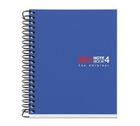 Miquelrius - A7 Notebook, 5 mm Squared Notebook, Micro-Perforated Spiral, Without Drilling, 100 Sheets of 70 g/m², Opaque Polypropylene, 4 Colour Stripes, Notebook The Original, Blue