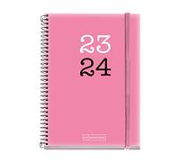Miquelrius - Agenda Year 23-24, September 2023 to August 2024, 12 Months, Size 11.8 x 17.5 cm, Day Page, College Rosa, Spanish-English