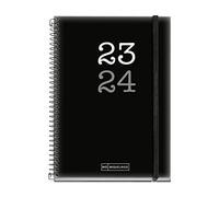 Miquelrius - Agenda Year 23-24, September 2023 to August 2024, 12 Months, Size 11.8 x 17.5 cm, Day Page, College Black, Spanish-English