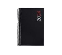 Miquelrius - Annual Planner 2024, Day Page, Active Size 117 x 182 mm, Polypropylene Flexible Cover, Spiral Binding, Spanish, English and Portuguese, Black