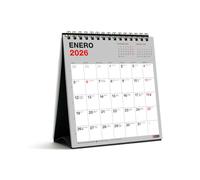 Miquelrius - Basic Desktop Calendar 2026, 140 x 150 mm Annual Organiser, with Writing Space, 12 Month Planner, Double Spiral Binding, Spanish