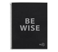 Miquelrius - Be Eco A4 Notebook 80 Sheets 90gsm 5 x 5mm Grid 1 Colour Strip Hard Cover Messages Anthracite