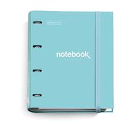 Miquelrius - Carpebloc A4 Emotions, 4 Ring Binder + Refill A4 Squared Sheets + Dividers and Envelope, 90 g/m² Paper, Elastic Closure, Sky Blue