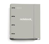 Miquelrius - Carpebloc A4 Emotions Folder with 4 Rings + Refill 100 Sheets A4 Grid 5 mm, Paper 90 g/m², Rubber Closure, Grey