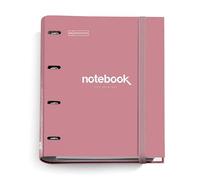Miquelrius - Carpebloc A4 Emotions Folder with 4 Rings + Refill 100 Sheets A4 Grid 5 mm, Paper 90 g/m², Rubber Closure, Dust Pink