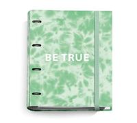 Miquelrius - Carpebloc Tie Dye Folder with 4 Rings + Refill 100 Sheets A4 with 5 mm Grid, 90 g/m² Paper, Elastic Closure, Mint Colour