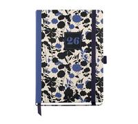 Miquelrius - Day per page 2026 diary, easy to carry (122 x 168 mm), daily planning, hard cardboard cover, spiral, elastic closure, paper 80 g/m², ES-EN-PT, Black&Blue