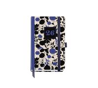 Miquelrius - Day per page 2026 diary, small format (90 x 140 mm), daily planning, hard cardboard cover, spiral, elastic closure, paper 80 g/m², CAT-EN-PT, Black&Blue