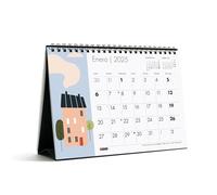 Miquelrius - Desktop Calendar 2025, A5 Calendar: 210 x 148.5 mm, with note space, 2025 calendar, double spiral binding, annual desk calendar, Spanish, design houses