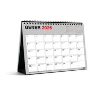 Miquelrius - Desktop Calendar 2026 Basic, A5 yearly organiser: 210 x 148.5 mm, with note space, 12 month planner, double spiral binding, Catalan