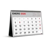 Miquelrius - Desktop Calendar 2026 Basic, with large numbers, A5 yearly organiser: 210 x 148.5 mm, with note space, double spiral binding, 12 month planner, Spanish