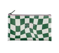 Miquelrius - Flat Pencil Case, Size 210 x 120 x 10 mm, Pouch with Metal Handle, Zipper, PU Faux Leather, Foodie Lovers Collection, Checked Print, Green, 210 x 120 x, Green, 210 x 120 x 10 mm, Flat