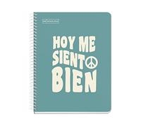 Miquelrius - Message Notebook 1 Colour Strip A5 100 Sheets 7mm Horizontal Lines 90g Paper 2 Holes Hardboard Cover Turquoise