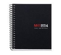 MIQUELRIUS - Microperforated Spiral Notebook, Polypropylene Cover, Size A7 74 x 105 mm, No Drills, 100 Sheets of 70 g/m2 and 4 Colour Stripes, 5 mm Grid, Black