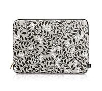 MIQUELRIUS MR18959 - Laptop Sleeve 13 Inches - Padded Material - Golden Zipper Closure - Imitation Leather - Always Black Collection - Black and White Floral