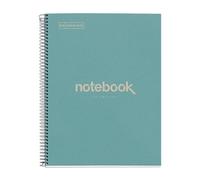 Miquelrius - Notebook 100% recycled, 1 colour strip, A4, 80 sheets with horizontal lines, 7 mm, paper 80 g, 4 holes, cardboard cover, blue