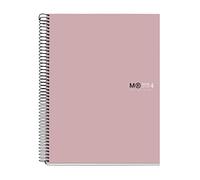 Miquelrius - Notebook A4-120 sheets 90 g - Grid 5 x 5 mm - 4 color stripes - Plasticized hardcover - Color Sand
