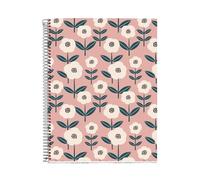 Miquelrius - Notebook A4 (210 x 297 mm), 100 70 g/m² squared sheets, rigid cardboard cover, 4 colour bands, spiral, 4 holes, squared notebook, pretty stationery, pink
