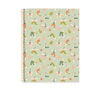Miquelrius - Notebook A4 (210 x 297 mm), 100 ruled sheets of 70 g/m², rigid cardboard cover, 4 colour bands, spiral, 4 holes, lined notebook, pretty stationery, yoga