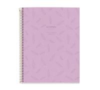 Miquelrius - Notebook A4 (210 x 297 mm), 5 mm grid, 120 sheets of 70 g/m², Cardboard cover, 4 coloured stripes, Copper spiral, Feeling Mallorca collection, Lavender