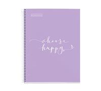 Miquelrius - Notebook A4-80 Sheets 90 g - Dots - 1 Colour Strip - Hard Laminated Cover - Saying Design - Lavender