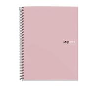 Miquelrius - Notebook A4 The Original Colors, 80 Sheets of 90 g/m, Ruled, 5 mm, 4 Drills, Hard Cover, Pastel Pink