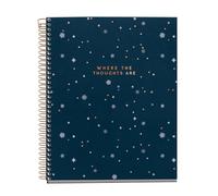 Miquelrius - Notebook A5 (148 x 210 mm), 5 mm grid, 120 sheets of 70 g/m², cardboard cover with gold details, 4 coloured stripes, copper spiral, Midnight Secrets collection