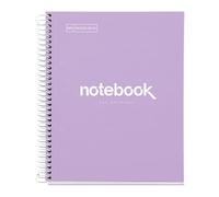 Miquelrius - Notebook A5-80 sheets 90 g - Grid 5 x 5 mm - 1 color stripe - Plasticized Hardcover - Lavender Colour