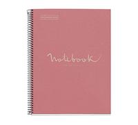 Miquelrius - Notebook Emotions Notebook 100% Recycled 1 Strip A4 80 Sheets with Horizontal Lines 7mm Paper 80g 4 Holes Cardboard Cover Pink
