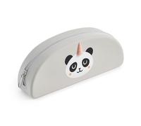 Miquelrius - Oval Pencil Case, 1 Compartment Case, Size 195 x 80 x 42 mm, Silicone Pencil Case, Zipper Closure, Grey, 195 x 80 x 42 mm, Panda