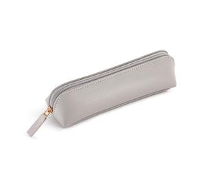 Miquelrius Oval Pencil Case, 1 Compartment, Size 191 x 55 x 30 mm, Imitation Leather, Zipper, Grey