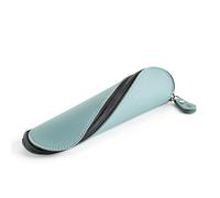 Miquelrius - Oval Pencil Case, Imitation Leather Case with Curved Zip for Flat Opening, Holds Pencils, Pens or Accessories, 200 x 50 x 50 mm, Infinity Blue