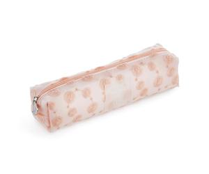 Miquelrius - Oval Pencil case with Embroidered Flowers, Pencil case 1 Compartment, Size 200 x 45 x 45 mm, Polyester Material, Zipper, Metal Handle, Colour: Pink, Pink, 200 x 45 x 45 mm, Pink, 200 x