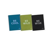 Miquelrius - Pack of 3 A4 Be Eco Notebooks 80 Sheets 90gsm 5 x 5mm Grid 1 Colour Strip 4 Holes Recycled Cover