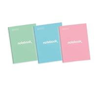 Miquelrius - Pack of 3 A4 Emotions Notebooks, 80 Sheets 90 g/m², Grid 5 x 5 mm, 1 Colour Strip, Microperforated Spiral, Extra Rigid Cover, 4 Drills, Pastel Colours