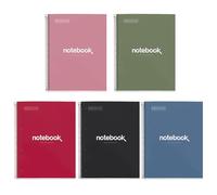 Miquelrius - Pack of 5 A4 Notebooks, Emotions Intense Notebook, 80 Sheets 90 g/m², Squared 5 mm Notebooks, Hard Cover and Spiral, 4 Drills, Ideal for Back to School or Office