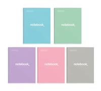 Miquelrius - Pack of 5 A4 Emotions Notebooks, 80 Sheets 90 g/m², 5 x 5 mm Square, 1 Colour Strip, Micro-Perforated Spiral, Extra Rigid Cover, 4 Drills, Pastel Colours