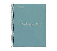 Miquelrius - Recycled notebook A4, 80 sheets of 80 g/m², 5 x 5 mm grid, recycled paper (post-consumer recovery), 1 colour strip, 4 drills, recycled cover, eco blue