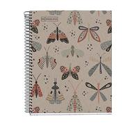 Miquelrius - Recycled A5 Notebook, 80 Recycled Sheets of 80 g/m², Squared Notebook, 1 Colour Band to Match the Recycled Cover, 2 Holes, Butterflies
