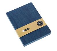 Miquelrius - Recycled A6 notebook, plain notebook with 96 white sheets, 80 g/m² paper, flexible cover in textured cardboard blue wood effect