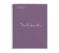 Miquelrius - Recycled notebook A4, 80 sheets of 80 g/m², 5 x 5 mm grid, recycled paper (post-consumer recovery), 1 colour strip, 4 drills, recycled cover, eco lavender