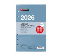 Miquelrius - Refill 2026 ring diary, 16 months, horizontal week view, refill weekly diary, similar A6+ (117 x 182 mm), replacement for 6-ring diary, CAT-EN-PT